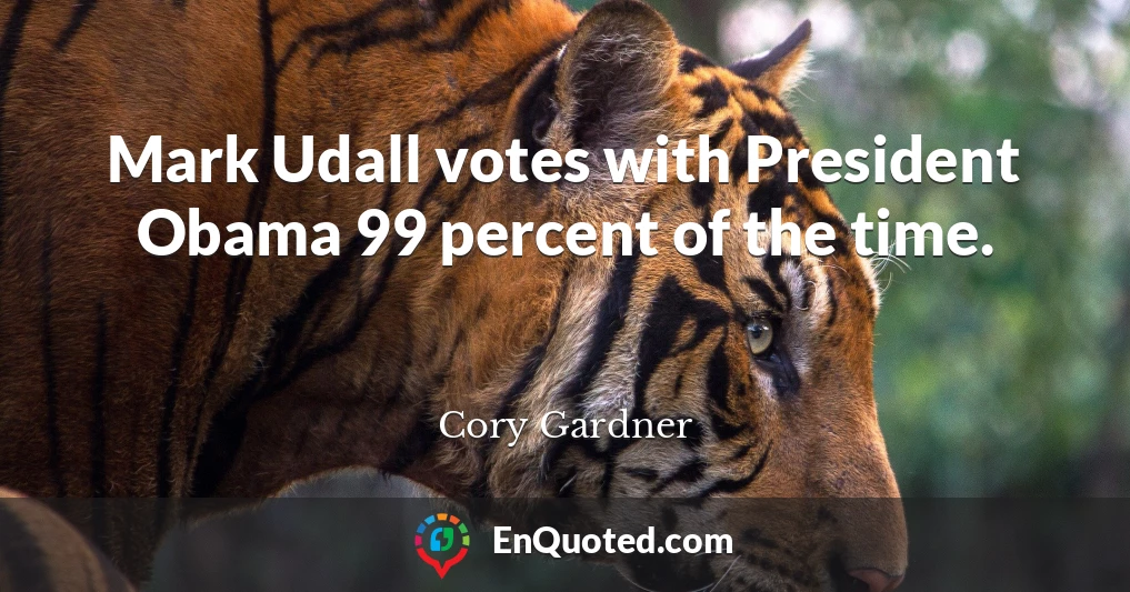 Mark Udall votes with President Obama 99 percent of the time.