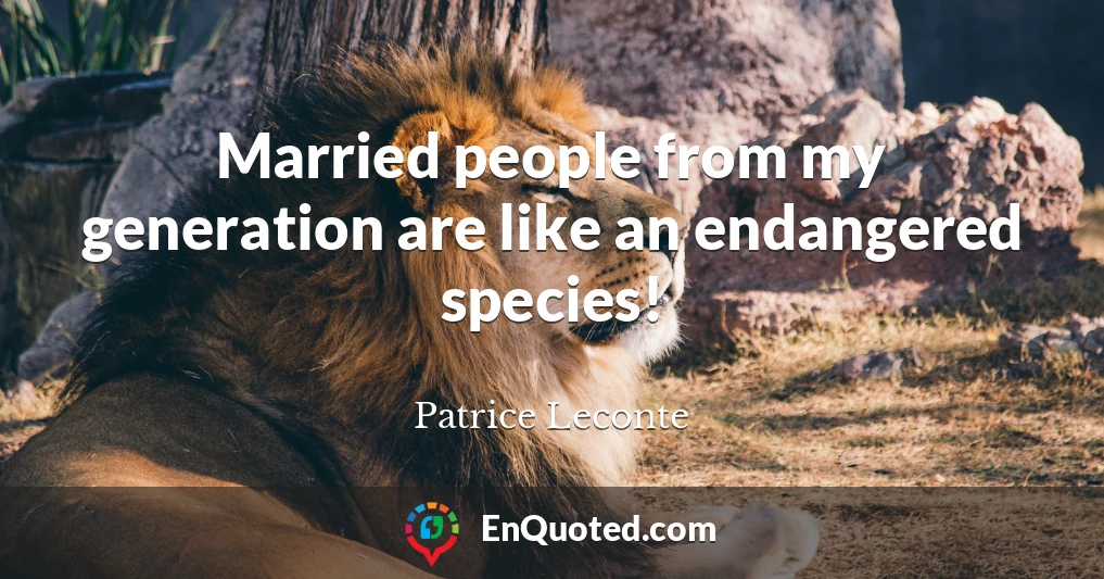 Married people from my generation are like an endangered species!