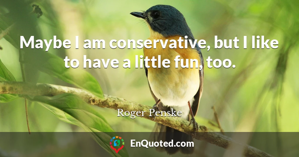 Maybe I am conservative, but I like to have a little fun, too.