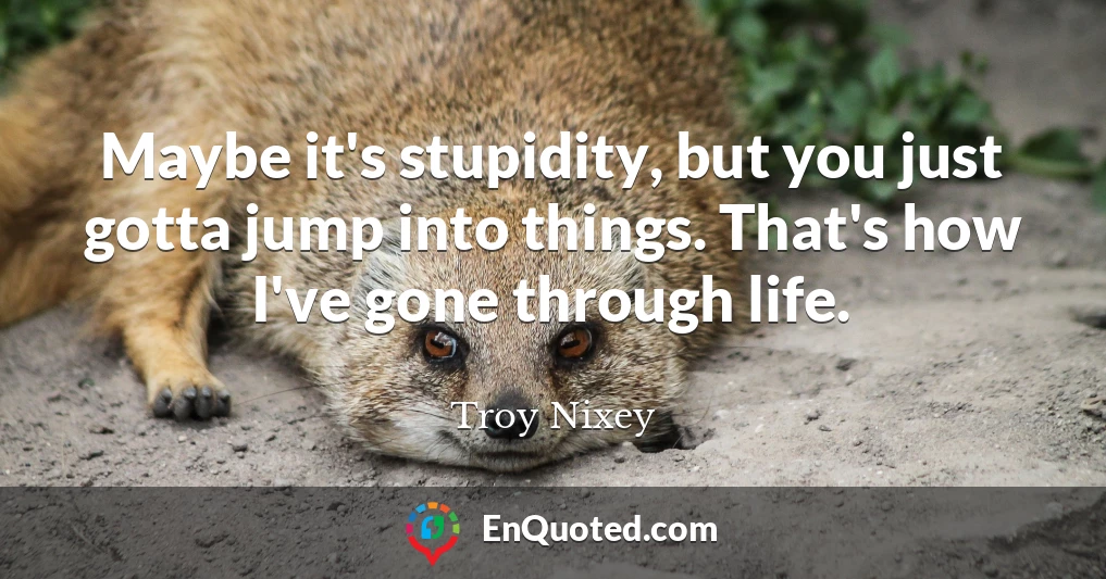 Maybe it's stupidity, but you just gotta jump into things. That's how I've gone through life.