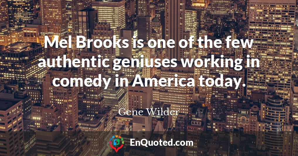 Mel Brooks is one of the few authentic geniuses working in comedy in America today.