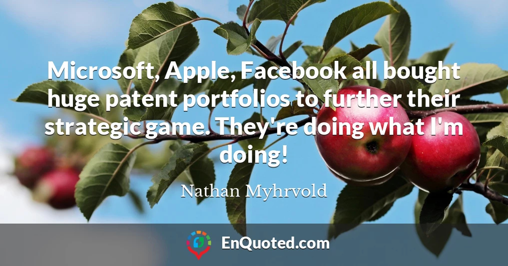 Microsoft, Apple, Facebook all bought huge patent portfolios to further their strategic game. They're doing what I'm doing!