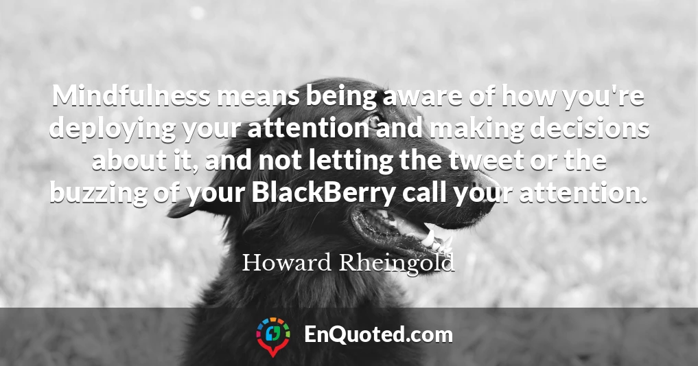 Mindfulness means being aware of how you're deploying your attention and making decisions about it, and not letting the tweet or the buzzing of your BlackBerry call your attention.