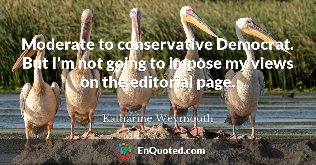 Moderate to conservative Democrat. But I'm not going to impose my views on the editorial page.