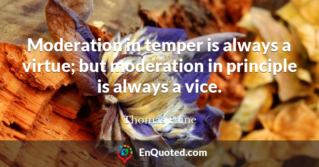 Moderation in temper is always a virtue; but moderation in principle is always a vice.