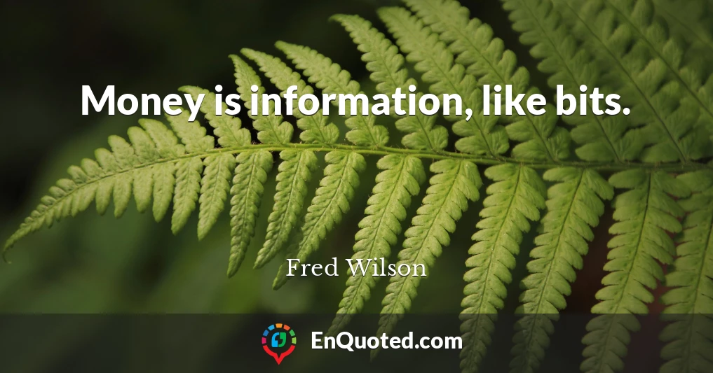 Money is information, like bits.