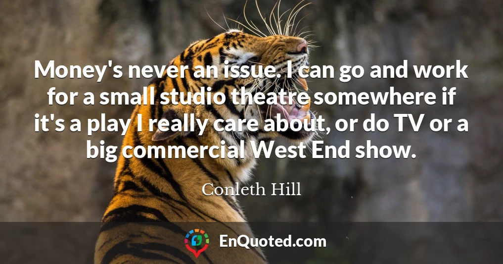 Money's never an issue. I can go and work for a small studio theatre somewhere if it's a play I really care about, or do TV or a big commercial West End show.