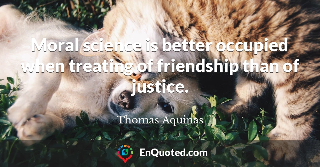 Moral science is better occupied when treating of friendship than of justice.