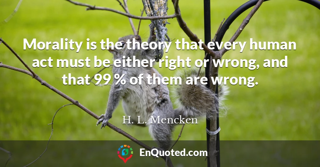 Morality is the theory that every human act must be either right or wrong, and that 99 % of them are wrong.