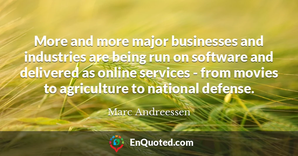 More and more major businesses and industries are being run on software and delivered as online services - from movies to agriculture to national defense.