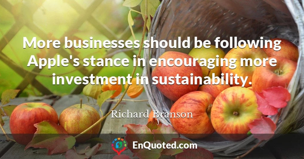 More businesses should be following Apple's stance in encouraging more investment in sustainability.