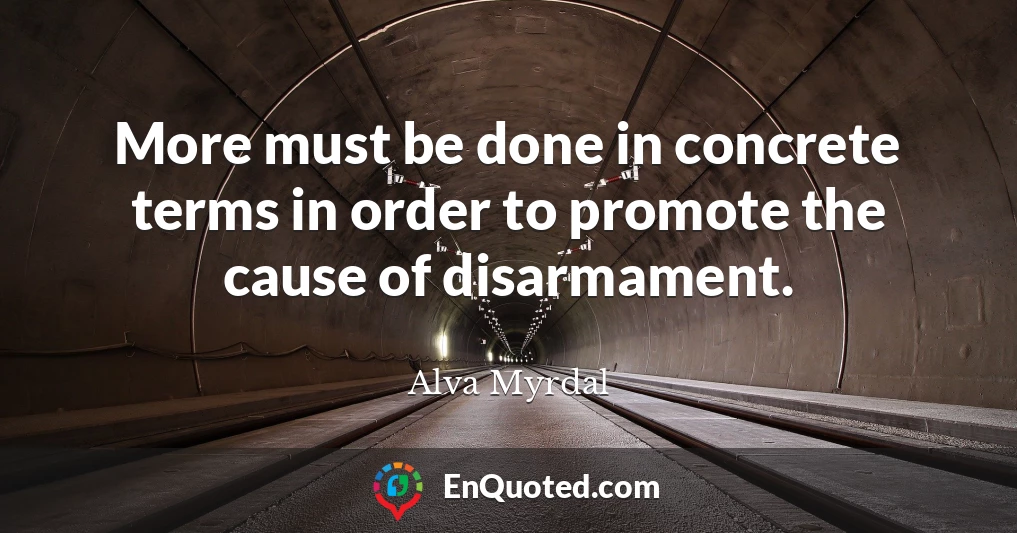 More must be done in concrete terms in order to promote the cause of disarmament.