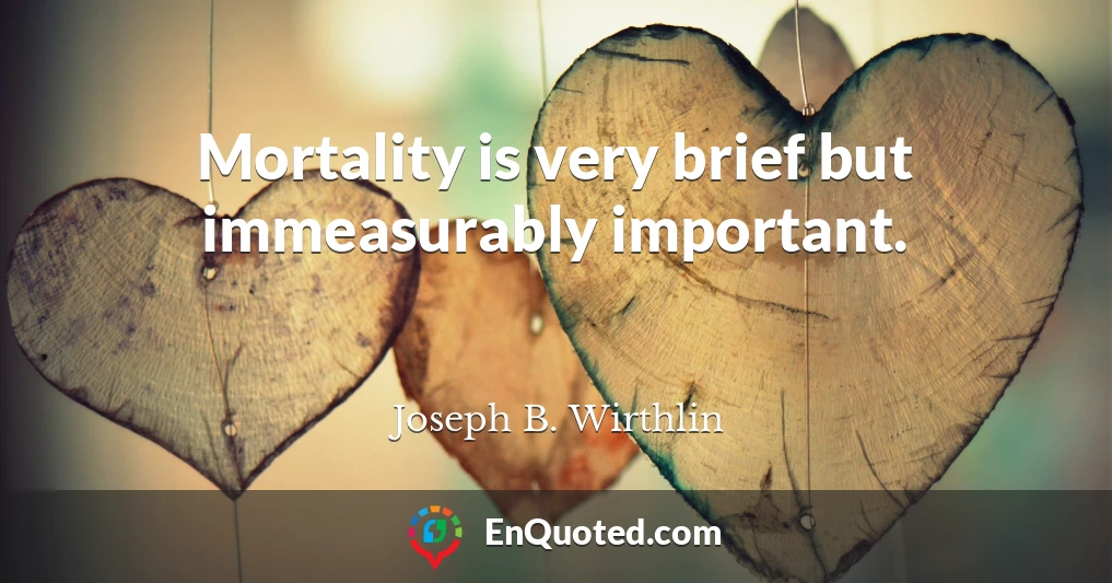 Mortality is very brief but immeasurably important.