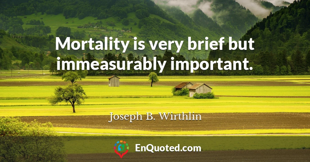 Mortality is very brief but immeasurably important.