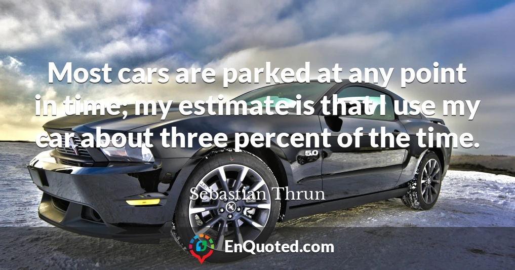 Most cars are parked at any point in time; my estimate is that I use my car about three percent of the time.