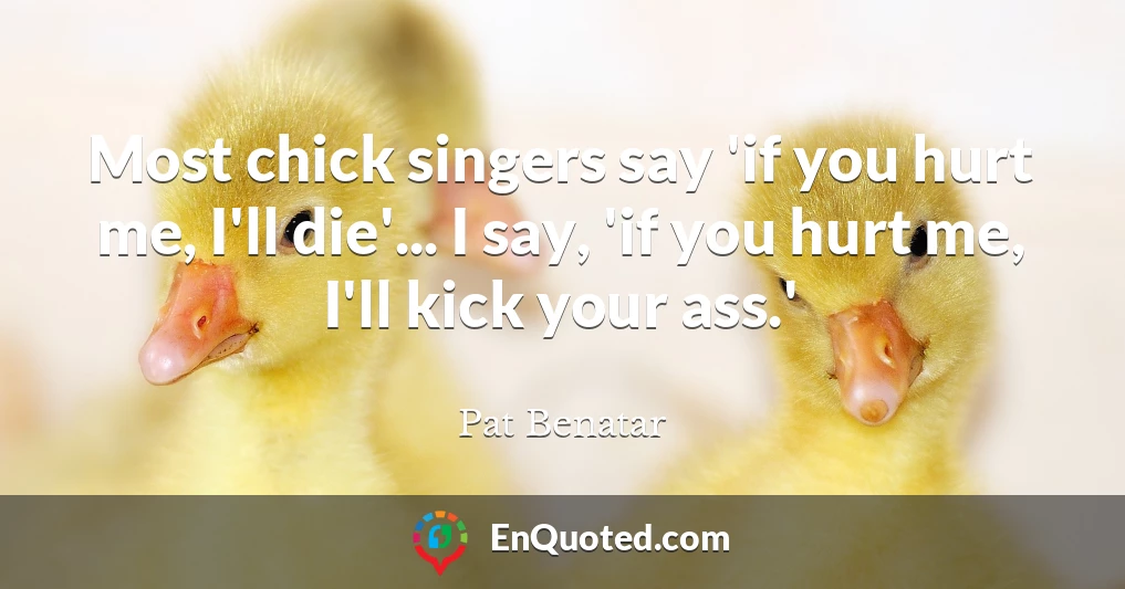 Most chick singers say 'if you hurt me, I'll die'... I say, 'if you hurt me, I'll kick your ass.'