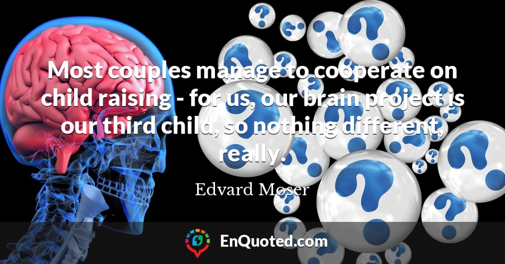 Most couples manage to cooperate on child raising - for us, our brain project is our third child, so nothing different, really.