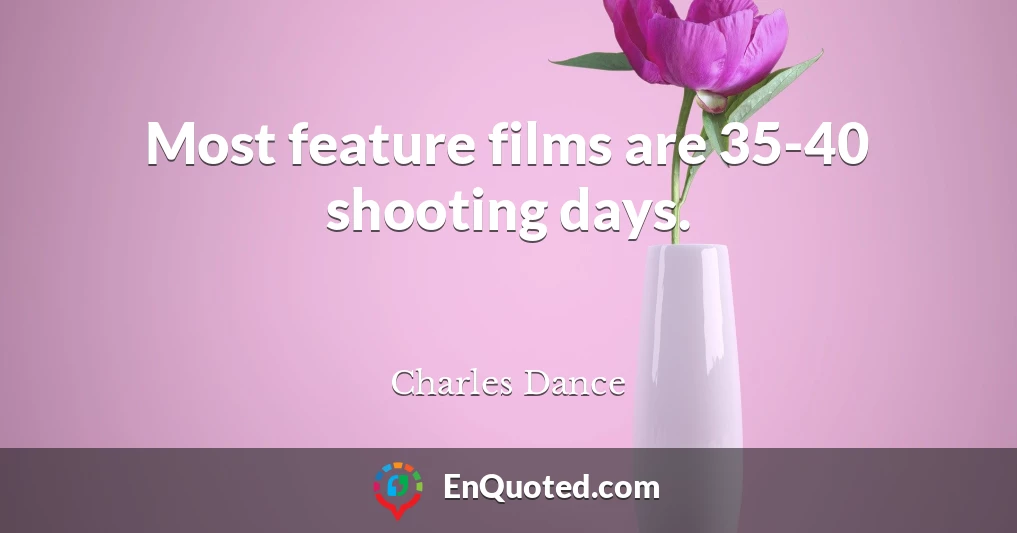 Most feature films are 35-40 shooting days.