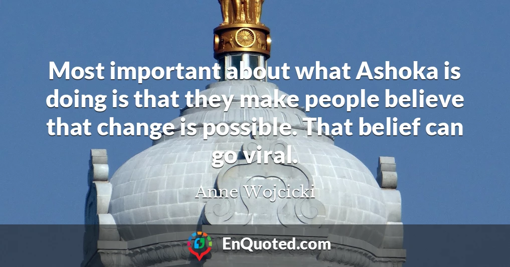 Most important about what Ashoka is doing is that they make people believe that change is possible. That belief can go viral.