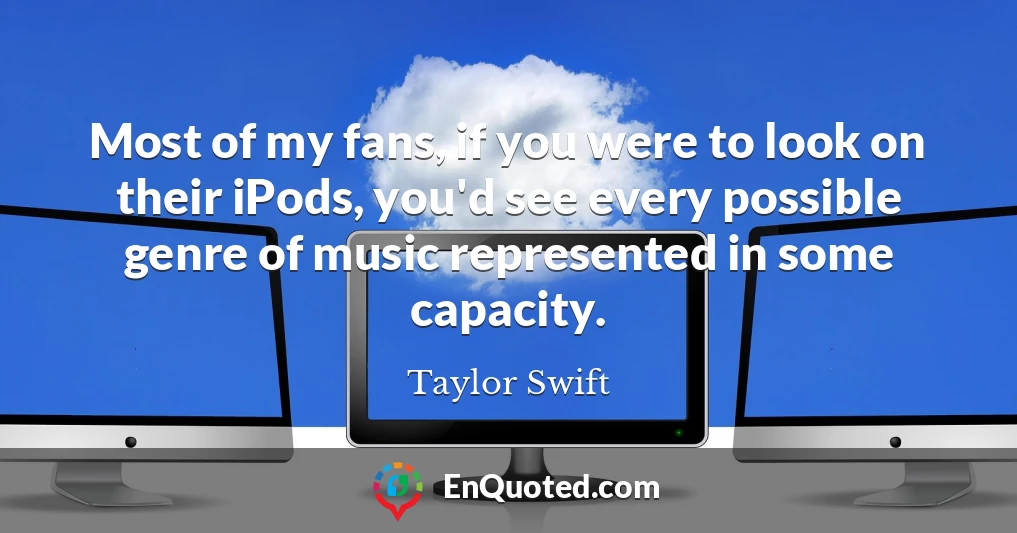 Most of my fans, if you were to look on their iPods, you'd see every possible genre of music represented in some capacity.
