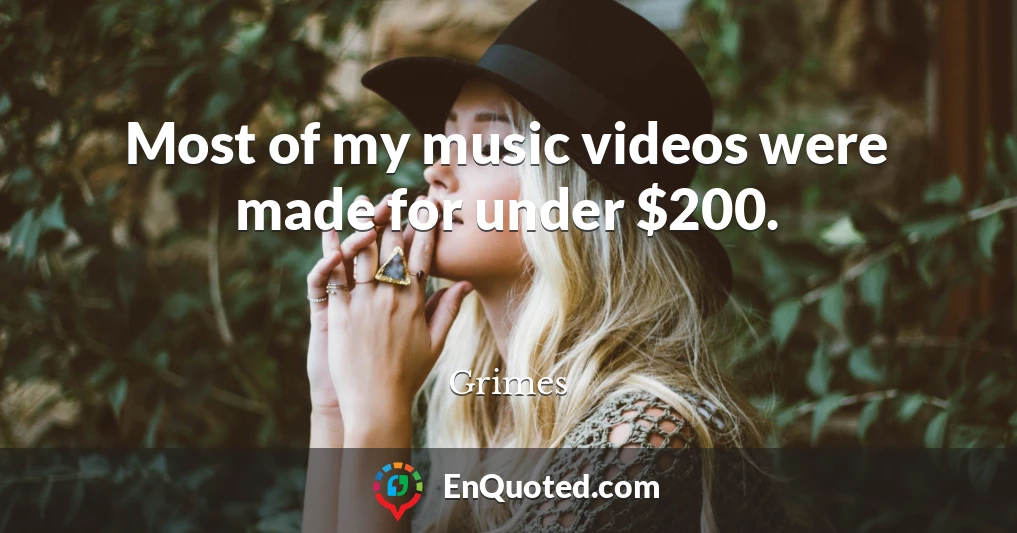 Most of my music videos were made for under $200.