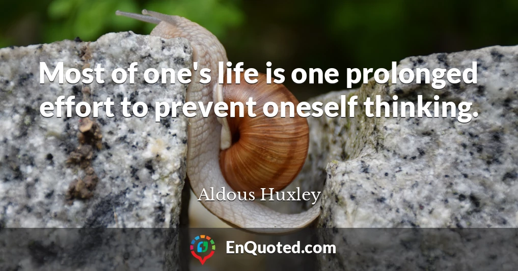Most of one's life is one prolonged effort to prevent oneself thinking.