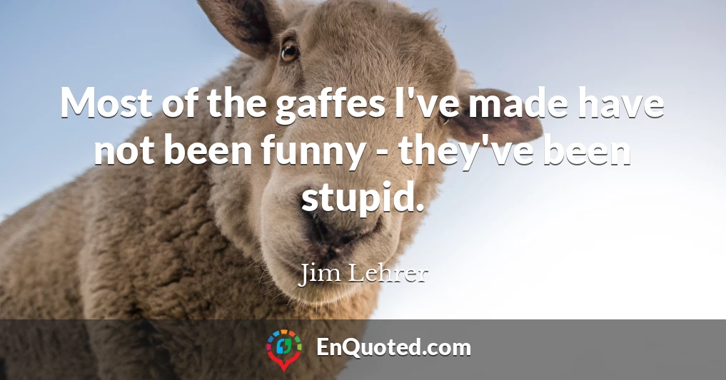 Most of the gaffes I've made have not been funny - they've been stupid.