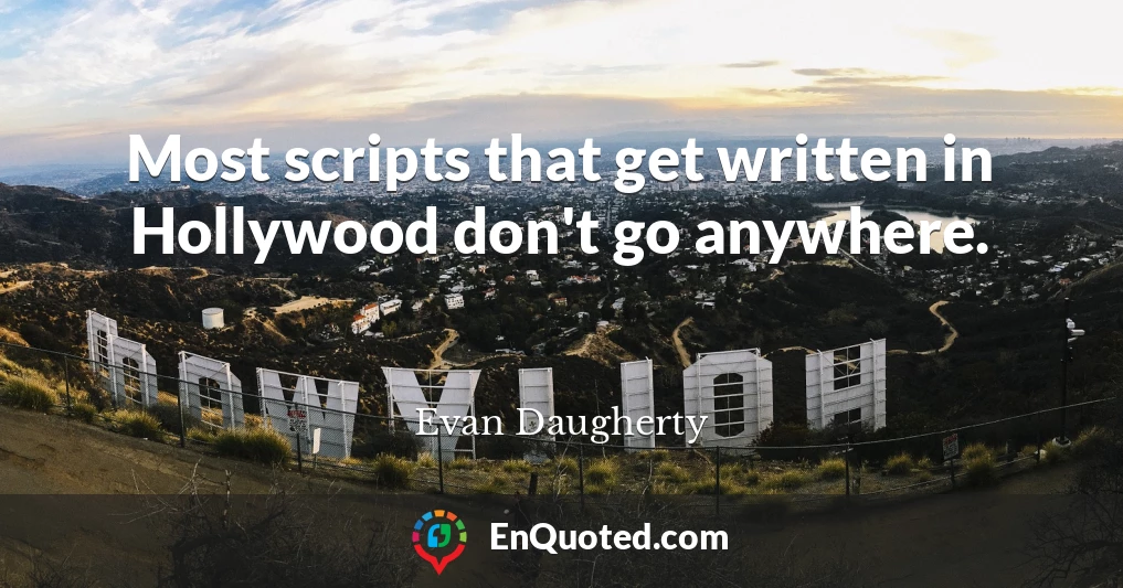 Most scripts that get written in Hollywood don't go anywhere.
