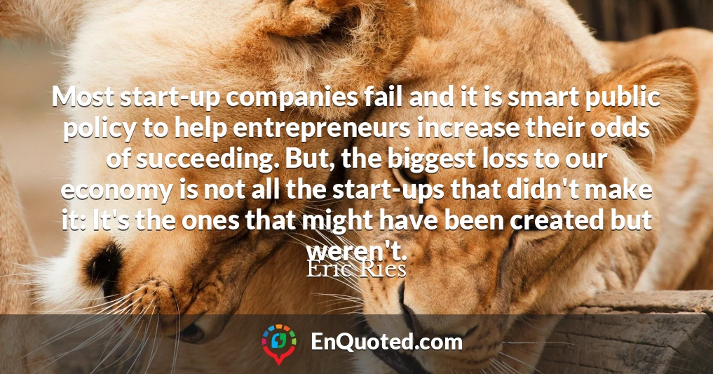 Most start-up companies fail and it is smart public policy to help entrepreneurs increase their odds of succeeding. But, the biggest loss to our economy is not all the start-ups that didn't make it: It's the ones that might have been created but weren't.