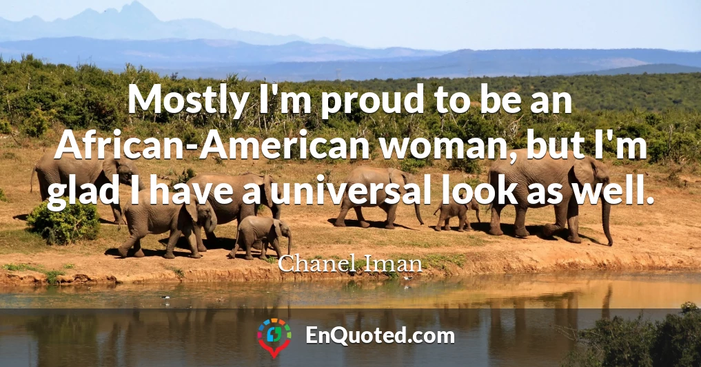 Mostly I'm proud to be an African-American woman, but I'm glad I have a universal look as well.
