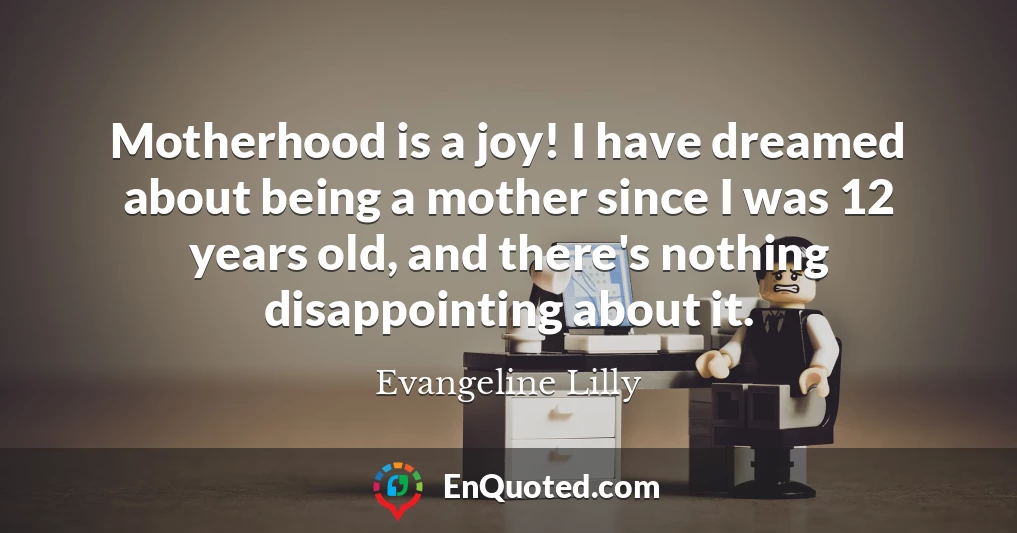 Motherhood is a joy! I have dreamed about being a mother since I was 12 years old, and there's nothing disappointing about it.