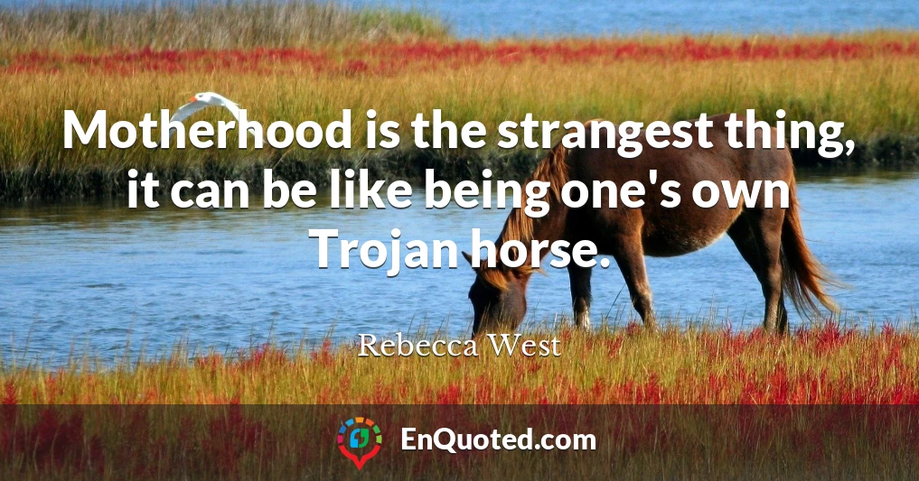 Motherhood is the strangest thing, it can be like being one's own Trojan horse.