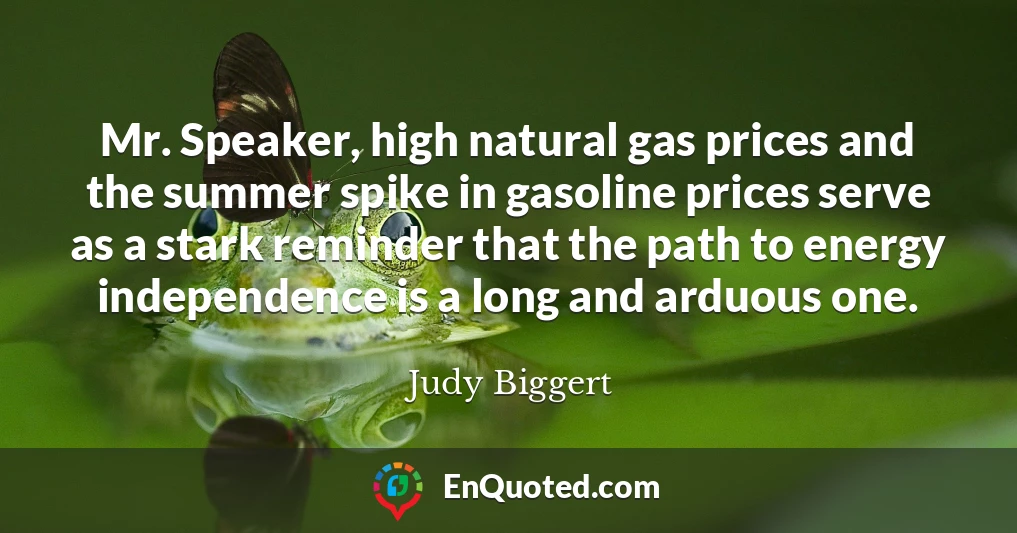 Mr. Speaker, high natural gas prices and the summer spike in gasoline prices serve as a stark reminder that the path to energy independence is a long and arduous one.
