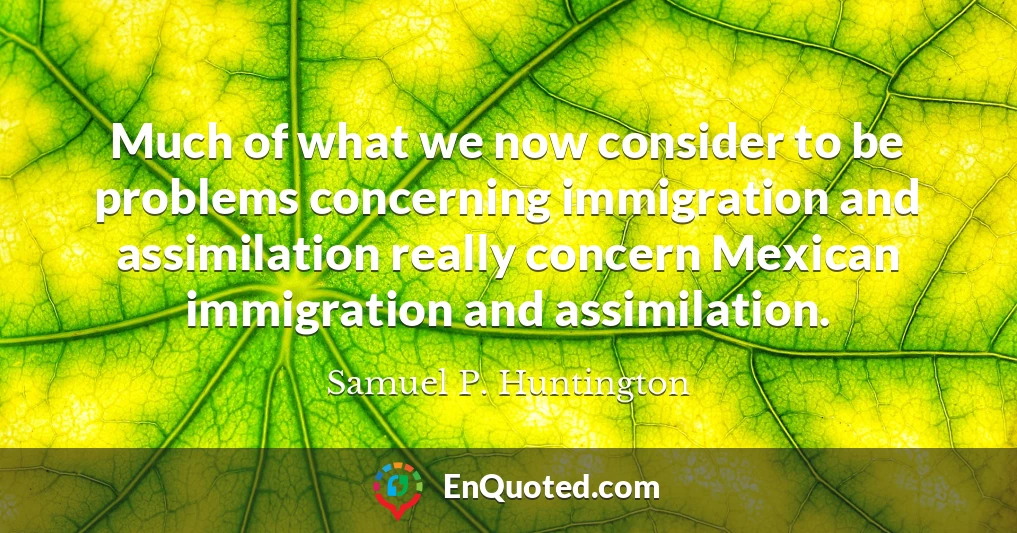 Much of what we now consider to be problems concerning immigration and assimilation really concern Mexican immigration and assimilation.