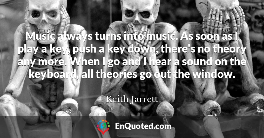 Music always turns into music. As soon as I play a key, push a key down, there's no theory any more. When I go and I hear a sound on the keyboard, all theories go out the window.