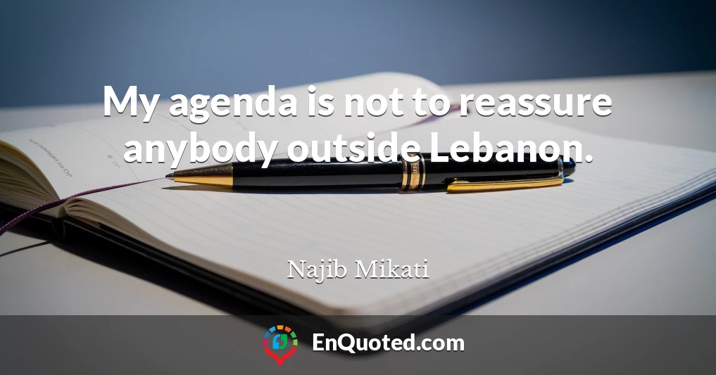 My agenda is not to reassure anybody outside Lebanon.