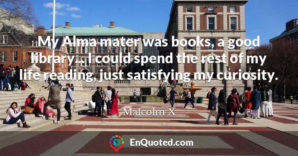 My Alma mater was books, a good library... I could spend the rest of my life reading, just satisfying my curiosity.