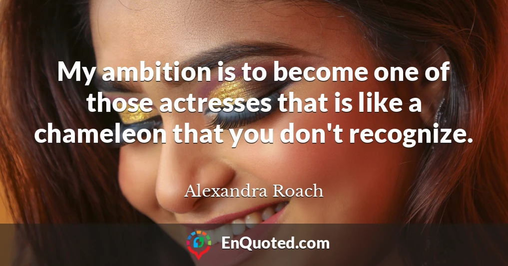 My ambition is to become one of those actresses that is like a chameleon that you don't recognize.
