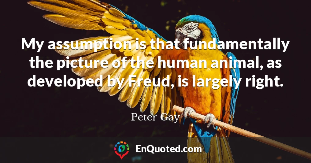 My assumption is that fundamentally the picture of the human animal, as developed by Freud, is largely right.