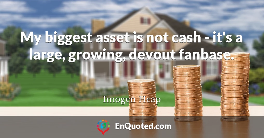 My biggest asset is not cash - it's a large, growing, devout fanbase.