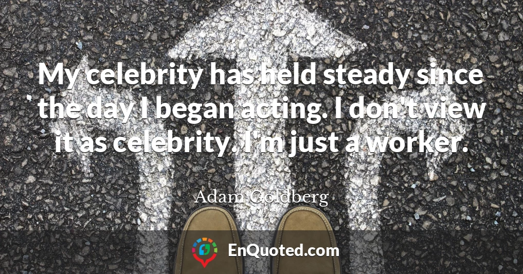 My celebrity has held steady since the day I began acting. I don't view it as celebrity. I'm just a worker.
