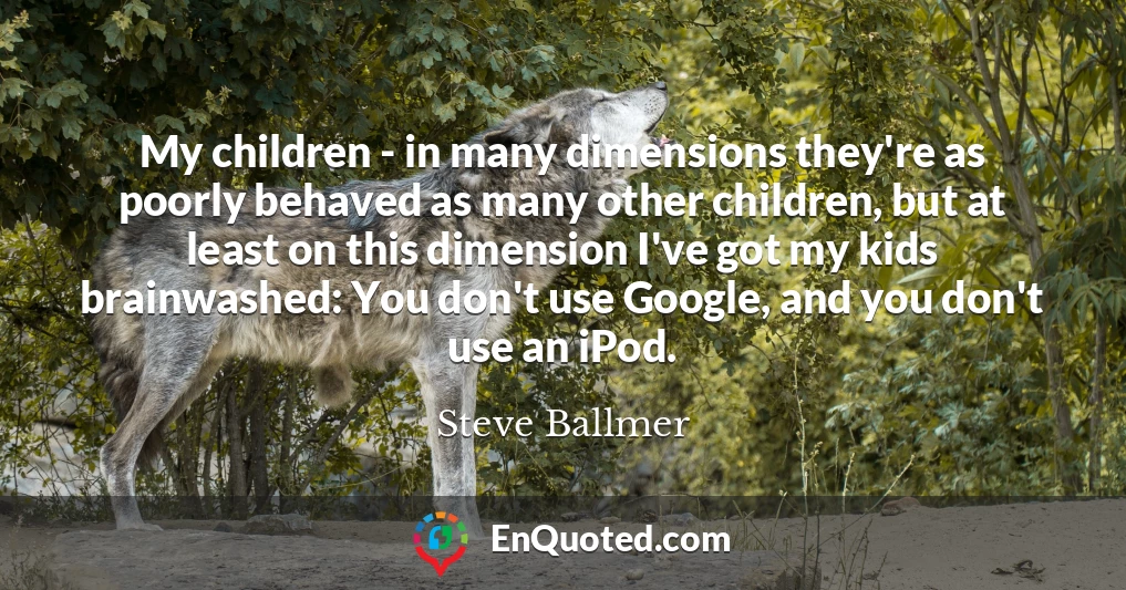 My children - in many dimensions they're as poorly behaved as many other children, but at least on this dimension I've got my kids brainwashed: You don't use Google, and you don't use an iPod.