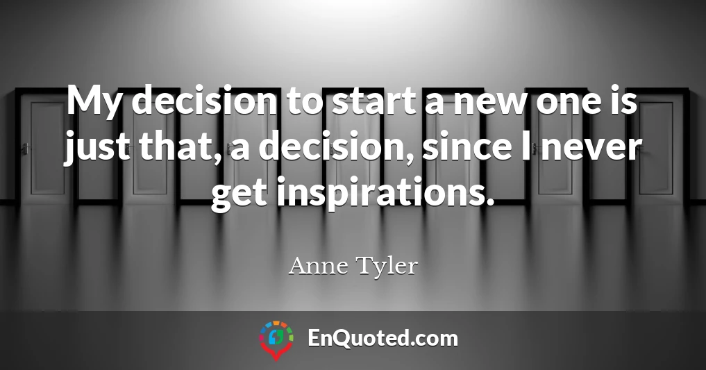 My decision to start a new one is just that, a decision, since I never get inspirations.