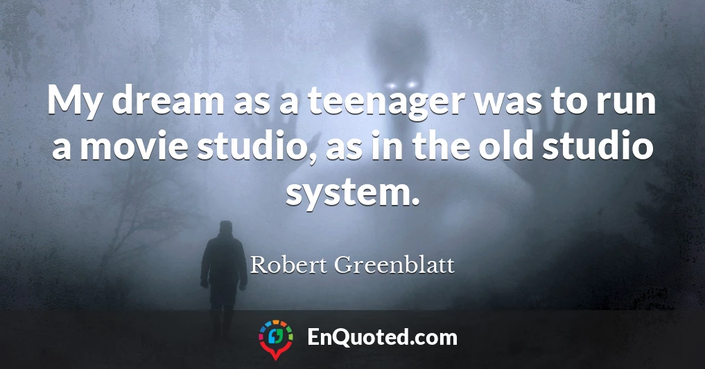 My dream as a teenager was to run a movie studio, as in the old studio system.
