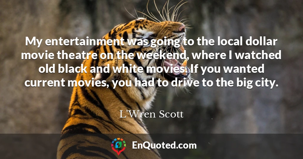 My entertainment was going to the local dollar movie theatre on the weekend, where I watched old black and white movies. If you wanted current movies, you had to drive to the big city.