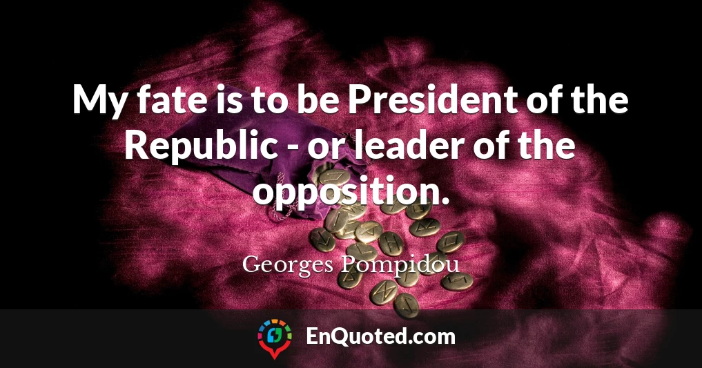 My fate is to be President of the Republic - or leader of the opposition.