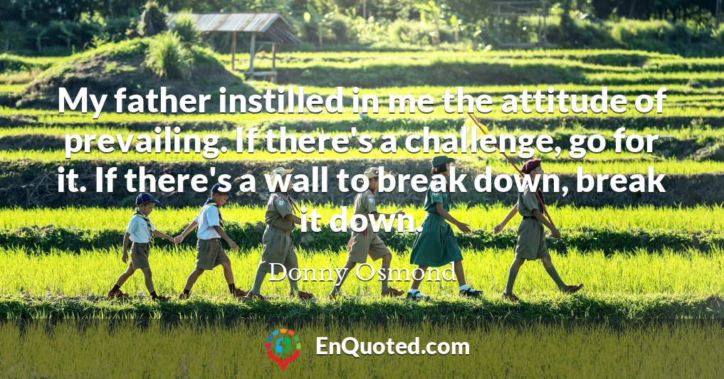 My father instilled in me the attitude of prevailing. If there's a challenge, go for it. If there's a wall to break down, break it down.