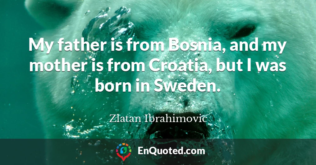 My father is from Bosnia, and my mother is from Croatia, but I was born in Sweden.