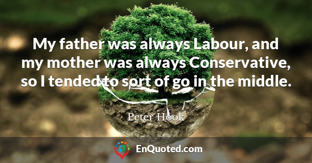 My father was always Labour, and my mother was always Conservative, so I tended to sort of go in the middle.