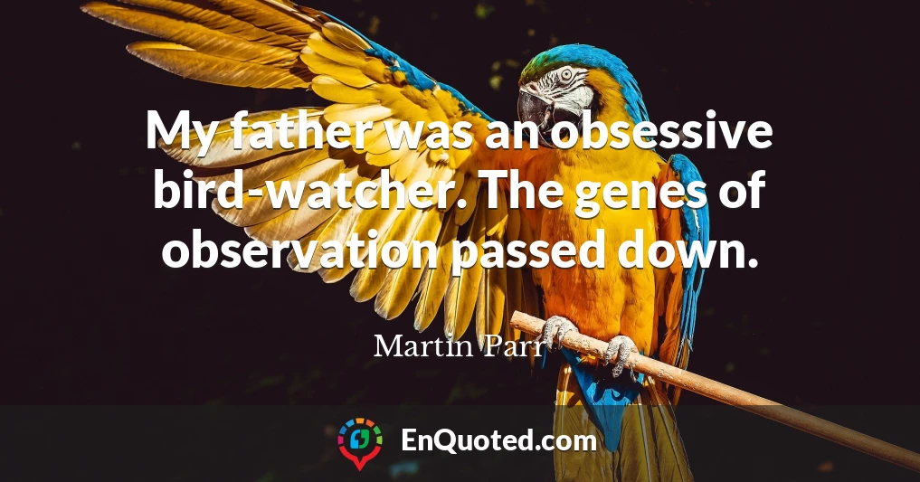 My father was an obsessive bird-watcher. The genes of observation passed down.